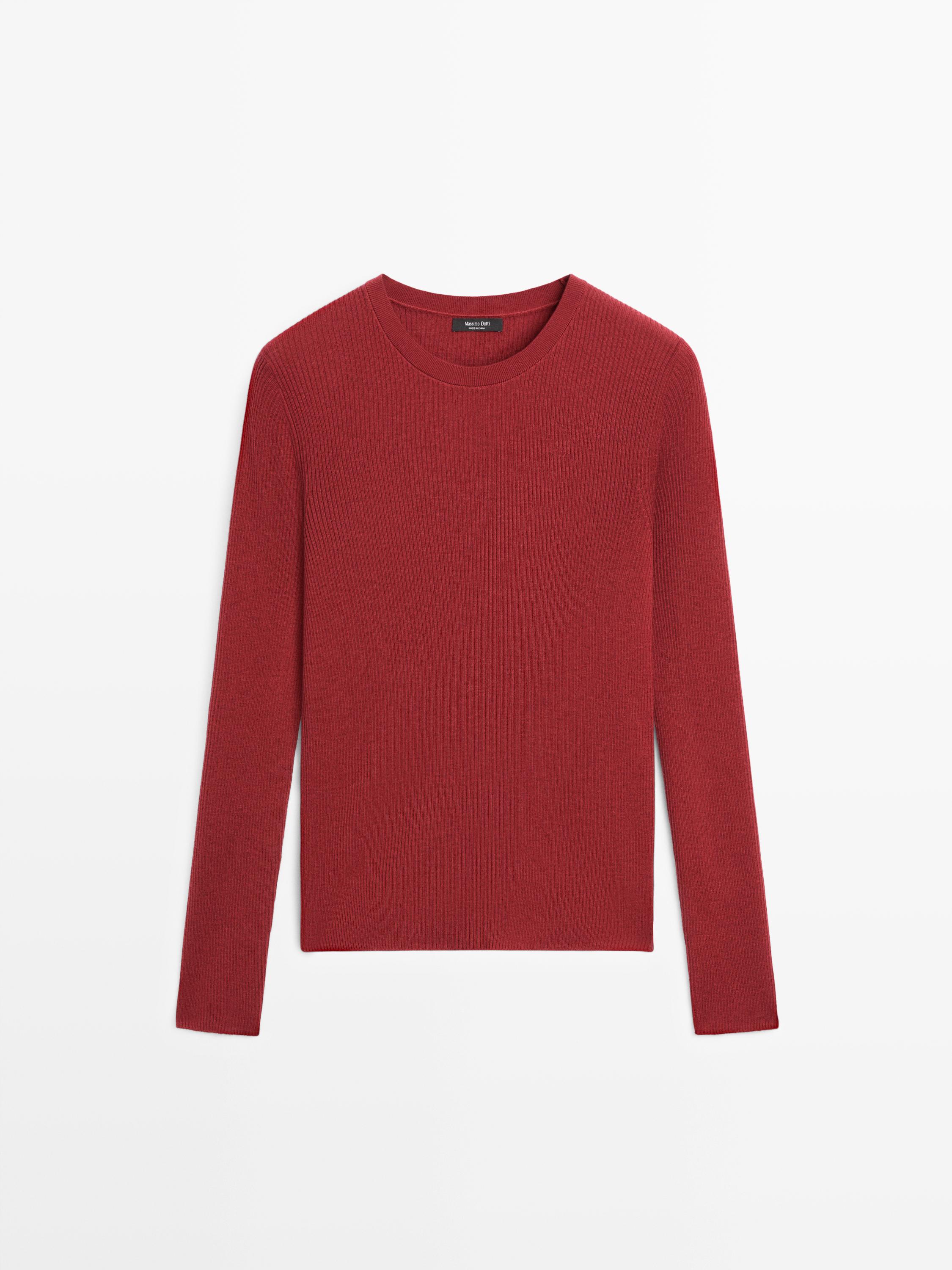 Ribbed knit wool blend sweater